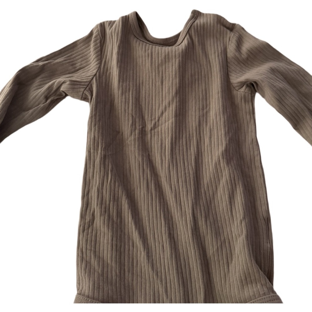 H&M Baby Ribbed Long Sleeve Bodysuit Taupe Neutral One Piece Size 12-18 Months - Picture 2 of 5